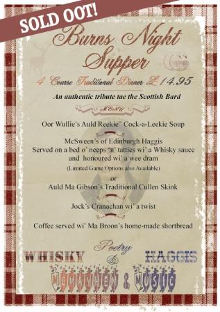 Burns night supper sold out menu